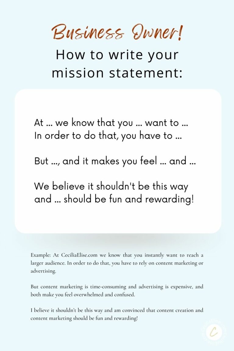 How to Write a Mission Statement | With Examples | CeciliaElise.com